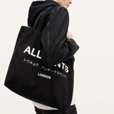 AllSaints Underground Logo Printed Tote Bag In Black/Chalk