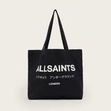 AllSaints Underground Logo Printed Tote Bag In Black/Chalk