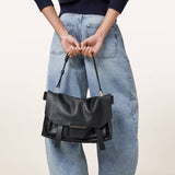 AllSaints Ursa Grain Leather Satchel Bag In Black