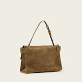 AllSaints Ursa Suede Satchel Bag in Biscuit Brown