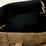 AllSaints Ursa Suede Satchel Bag in Biscuit Brown