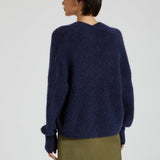 American Vintage East Open Cardigan With Shawl Collar In Navy
