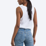 American Vintage Jacksonville Cotton Mix Vest Top In White