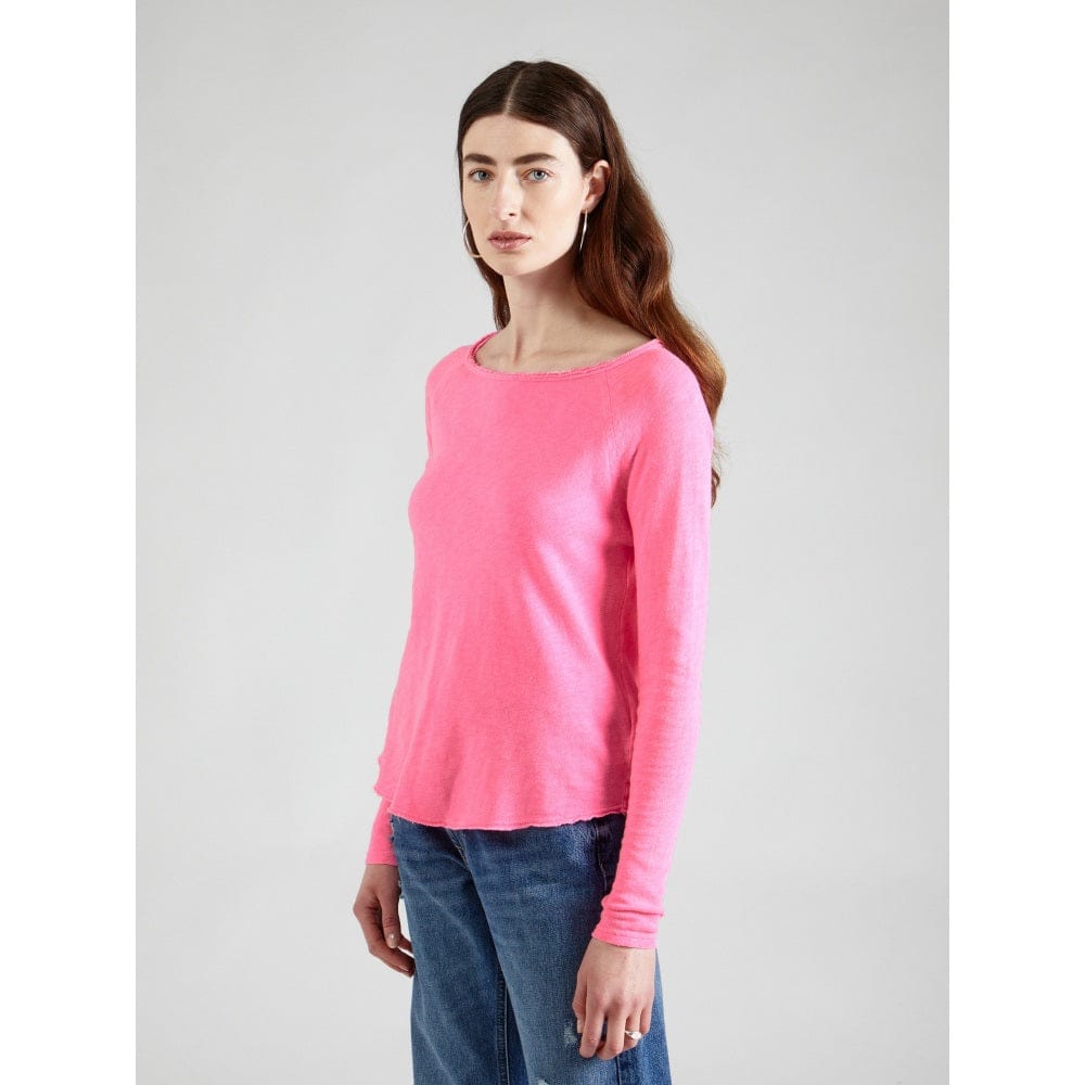 American Vintage Sonoma Boat Neck T-shirt With Long Sleeves In Fluores