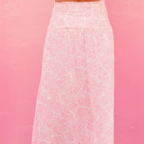 Aspiga Brady Viscose Crinkle Skirt in White/Pink