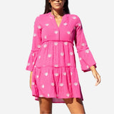 Aspiga Cristina Embroidered Organic Cotton Kaftan in Pink