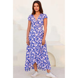 Aspiga Demi EcoVero™ Wrap Dress In Blossom Cobalt/Pink