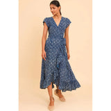 Aspiga Demi Organic Cotton Wrap Dress in Navy Print