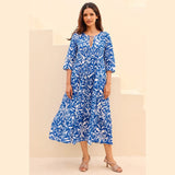 Aspiga Emma Organic Cotton Dress In White/Blue