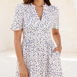 Aspiga Esha Organic Cotton Cheesecloth Dress in Ecru/Navy