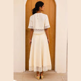 Aspiga Linen Lace Skirt In Butter Milk Cream