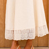 Aspiga Linen Lace Skirt In Butter Milk Cream