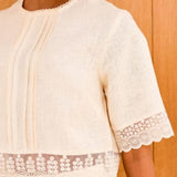 Aspiga Linen Lace Top In Butter Milk Cream
