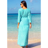 Aspiga Mykonos Maxi Dress in White/Turquoise