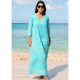 Aspiga Mykonos Maxi Dress in White/Turquoise