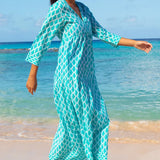 Aspiga Mykonos Maxi Dress in White/Turquoise