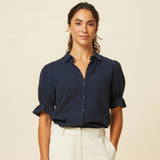 Aspiga Olive Cheesecloth Blouse In Navy