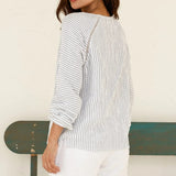 Aspiga Penny Stripe Organic Cotton Cheesecloth Blouse In White Blue