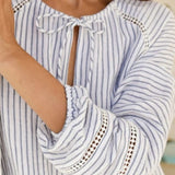 Aspiga Penny Stripe Organic Cotton Cheesecloth Blouse In White Blue