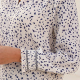 Aspiga Smocked Organic Cotton Cheesecloth Blouse in Ecru/Navy