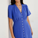 Aspiga Tessa Organic Cotton Cheesecloth Dress In Cobalt