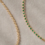 Astley Clarke Gold Green Agate Deco Tennis Bracelet