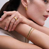 Astley Clarke Gold Green Agate Deco Tennis Bracelet