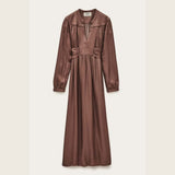 ba&sh Celia Dress Long-sleeve V Kneck In Encre