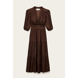 ba&sh Cleli Short Gathered Dress In Brown