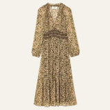 ba&sh Coraly Rushed Waiste 3/4 Sleave Dress In Encru