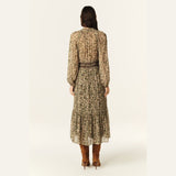ba&sh Coraly Rushed Waiste 3/4 Sleave Dress In Encru