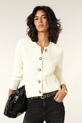 ba&sh Gaspard Decorative Knit Cardigan In Ivory
