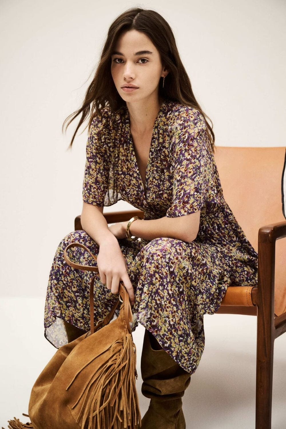 ba&sh LARIOL short-sleeved dress In Purple