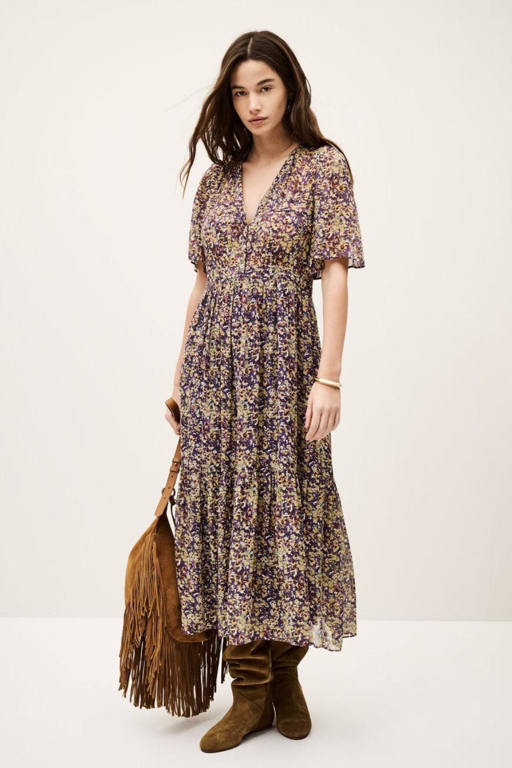 ba&sh LARIOL short-sleeved dress In Purple