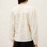 ba&sh Loose-fit Jacquard Blouse in Ecru