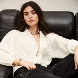 ba&sh Loose-fit Jacquard Blouse in Ecru