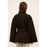ba&sh LOURTHNEY Short Belted Coat In Khaki