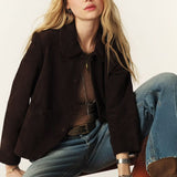 ba&sh Milas Straight-cut Jacket In Chocolate brown
