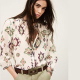 ba&sh ODELIE Patterned Shirt In Cream