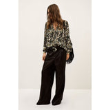 ba&sh Onada Long Sleeve V Neck Top In Ecru Print