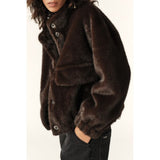 ba&sh Paros Faux Fur Jacket In Brown