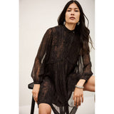 ba&sh Simba Long Sleeve Short Dress In Marron