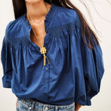 ba&sh Tonia Embroidered Shirt In Blue