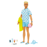 Barbie Blonde Ken Doll with Swim Trunks and Beach-Themed Accessories