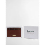 Barbour Alder Leather Card Holder In Brown