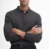 Barbour Bassington Knitted Polo Shirt In Charcoal