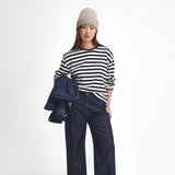 Barbour Bebe Oversized Long-sleeved Top In Navy Stripe
