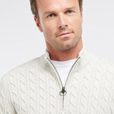Barbour Cable Knit Half Zip Jumper in Ecru Marl