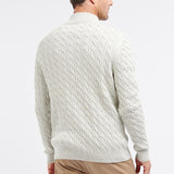 Barbour Cable Knit Half Zip Jumper in Ecru Marl
