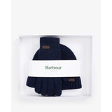 Barbour Carlton Beanie and Gloves Gift Set In Navy